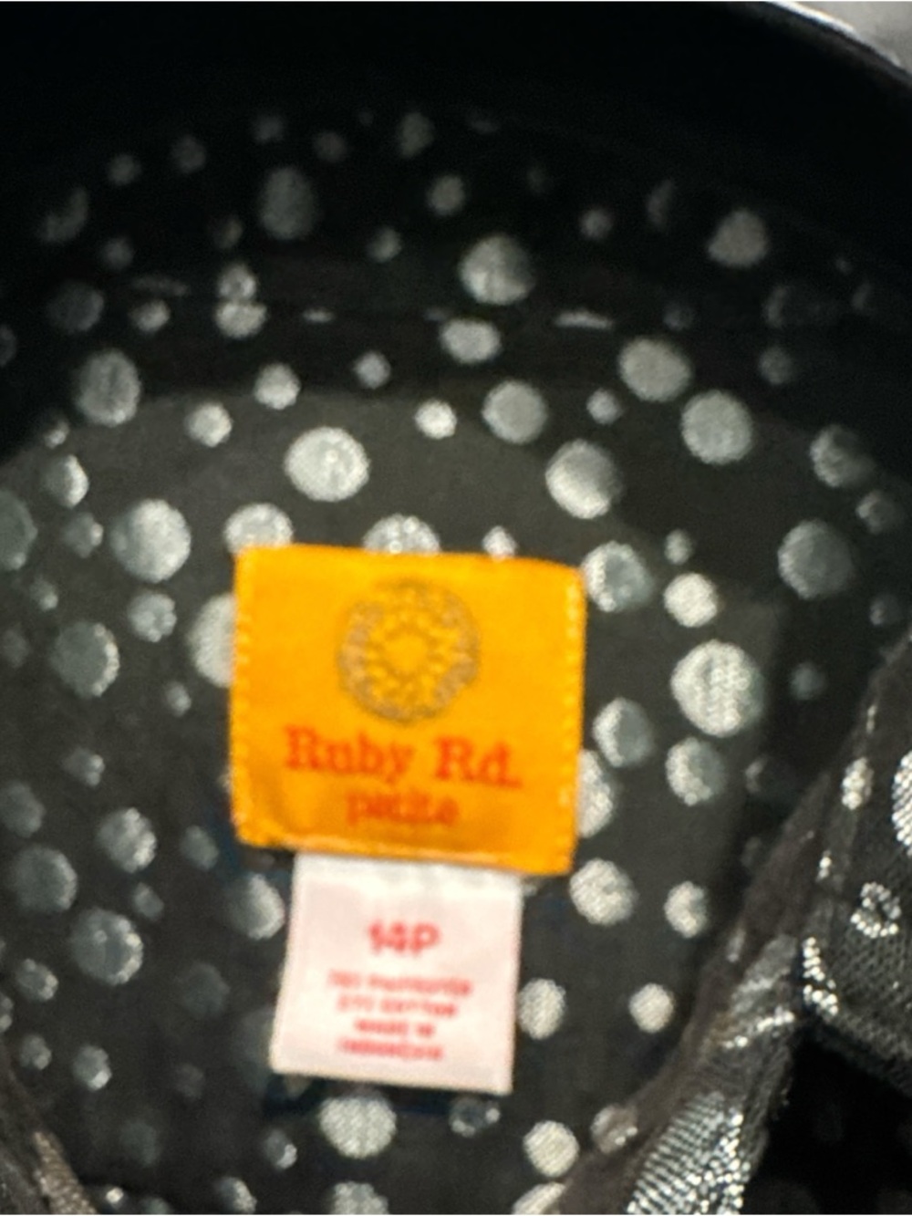 Ruby Rd. Black Jacket with Silver Polka Dots - Picture 2 of 3